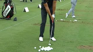 Henrik Stenson uses bowed club to warm up at Cadillac Championship [upl. by Nillok]