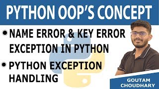 36 Name Error amp Key Error Exception in Python  Python Tutorials for Beginners [upl. by Artimas]