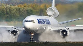 Unbelievable MD11 LANDING on a WET RUNWAY 4K [upl. by Knorring]