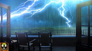 Fall Asleep Faster with Heavy Thunderstorm Sounds  Rain on Porch Thunder amp Lightning Sound Effects [upl. by Chelsy681]