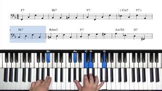 Walking Bass Lines Piano Tutorial  5 Minute Masterclass [upl. by Harrington648]