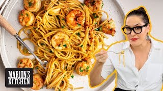 Spicy Garlic Shrimp Spaghetti  Marions Kitchen [upl. by Einnus]