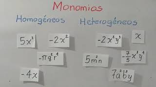 10 Monomios Homogéneos y Heterogéneos [upl. by Damian]