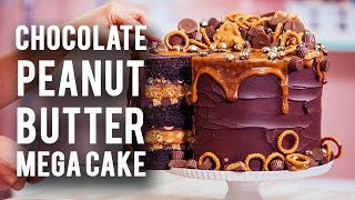 How To Make A CHOCOLATE PEANUT BUTTER MEGA CAKE Rich Chocolate Sweet Caramel amp Peanut Butter [upl. by Agace]