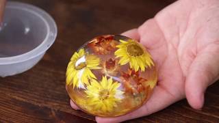 Making Paperweights with Dried Blooms Fast Version [upl. by Yniatirb]