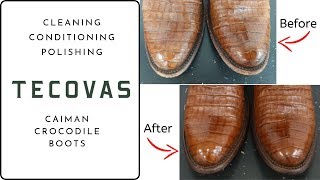 Tecovas Caiman Crocodile Boot Shine  ASMR [upl. by Atalee751]