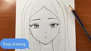 Easy anime drawing  how to draw anime girl easy stepbystep [upl. by Nyrrad412]