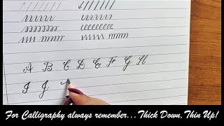 Calligraphy Alphabets  Pencil Calligraphy for Beginners  Uppercase Alphabets  Capital Letters [upl. by Ainavi]