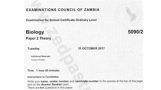 Biology paper 2 internal 2017 ECZ [upl. by Eatton402]