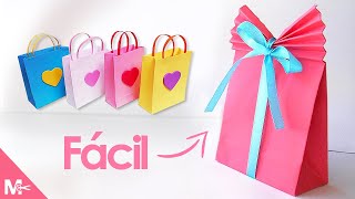 ► Como hacer BOLSAS DE PAPEL para REGALO Fácil 🎁 [upl. by Nitsyrc]