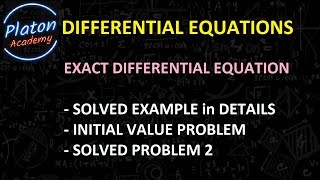 0103 Exact Differential Equation  Initial Value Problem Solution  Solved Example  Exercise [upl. by Cirred]