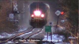 NECR amp Amtrak Trains at Sunset in North Amherst MA [upl. by Asirral]