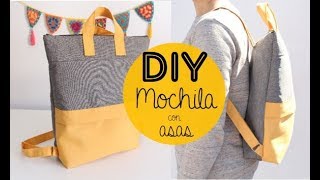 DIY Tutorial mochila con bolsillo y asas [upl. by Ahsikym]