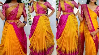 Silk Saree Bridal Draping StyleHow to wear sari in different waySari wearing new StyleSari design [upl. by Abdulla]