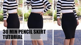 DIY 30 MIN PENCIL SKIRT TUTORIAL [upl. by Brook939]