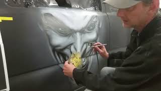 Joker airbrush show truck speed painting [upl. by Kimball]