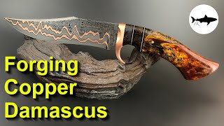 Forging a Copper Damascus Bowie Knife [upl. by Ettezzil273]