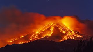 Timelapse Spectacular eruption from Italys Mount Etna [upl. by Yatnohs]