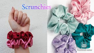 How to make Scrunchie Without sewing machine  Scrunchie Tutorial  Homemade band  Sewing Scrunchie [upl. by Annoj645]