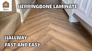 Herringbone Laminate Flooring Installation in the Hallway Fast and Easy [upl. by Fasta]