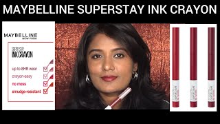 Maybelline Superstay Ink Crayon Lip Swatches amp Review  Dusky to Dark Indian Skintone [upl. by Eram]