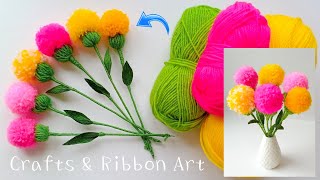 Amazing Craft Ideas with Wool  DIY Home Decor  Super Easy Woolen Flower Making [upl. by Halsy]