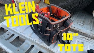 Klein Tools  Tradesman Pro 10” Tote  Electricians Tool Bag Review [upl. by Suolevram153]