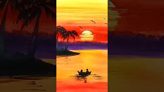 Sun set 🌇 beautiful scenery with romantic nature ❣️shorts satisfying painting [upl. by Lalad]