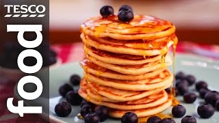 How to Make American Pancakes  Tesco Food [upl. by Polard6]