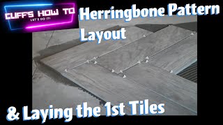 Tile layout and laying the first tile Herringbone Pattern [upl. by Reemas431]