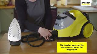 Karcher SC4 Steam Cleaner  How To Attach The Karcher Iron [upl. by Cherey]