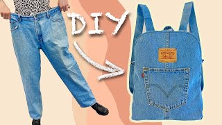 DIY JEANS BACKPACK  RECICLANDO PANTALONES  COMO HACER UNA MOCHILA DESDE CERO [upl. by Aribold]