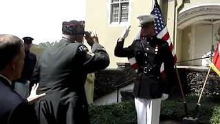 Marine Receives First Salute from Grandfather WWII Veteran [upl. by Lion]