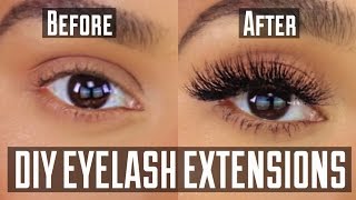 DIY PERMANENT AT HOME EYELASH EXTENSION APPLICATION [upl. by Ambrosine]