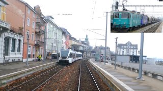 ★ 🇨🇭St Margrethen  Romanshorn  Koblenz CH  Basel cab ride 112018 Führerstandsmitfahrt [upl. by Nahsad175]