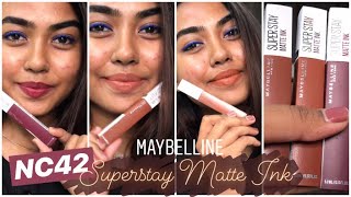 MAYBELLINE SUPERSTAY MATTE INK LIPSTICKS ON DUSKY SKIN  SWATCHES AND REVIEW  NUDE LIPSTICKS [upl. by Yelbmik]