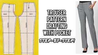 HOW TO MAKE WOMEN TROUSER WITH POCKET  PANT PATTERN DRAFTING  DETAILED FEMALE TROUSER [upl. by Terzas]