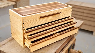 How to Make a Toolbox with Drawers  Woodworking [upl. by Dusa]