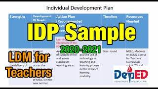 IDP  Individual Development Plan Sample for Teachers For LDM Course [upl. by Loggins]