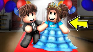 Baby Brooks FIRST SCHOOL DANCE In Roblox Brookhaven [upl. by Elatsyrc]