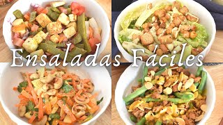 4 ENSALADAS FÁCILES Y DELICIOSAS  VIDA VEGANA [upl. by Laresa391]