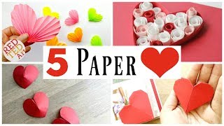 5 Easy Paper Heart DIYs for Valentines Day [upl. by Anavoig180]