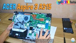 Acer Aspire 3 A315 53G Laptop Disassembly and Keyboard Replacement  INKfinite [upl. by Gwenora]