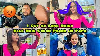 OMG I Cut My long Hair Barbie Doll jaise Hairs amp Papa pe Kiya Blue Hair Color Prank Bindass Kavya [upl. by Slater]