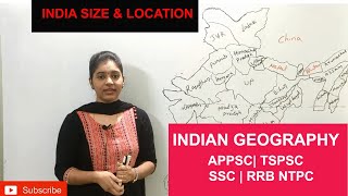 INDIAN GEOGRAPHY  INDIA  SIZE AND LOCATION PART1 APPSC  TSPSC  EPFO [upl. by Imotih]