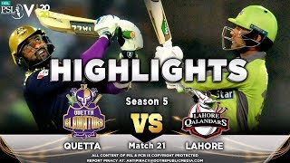 Quetta Gladiators vs Lahore Qalandars  Full Match Highlights  Match 21  7 March  HBL PSL 2020 [upl. by Ohploda964]