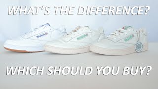 Reebok Club C 85 Comparison  Club C 85 Club C 85 Vintage Club C 85 TV  Whats the Difference [upl. by Bryner539]