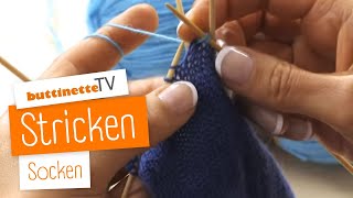 Socken stricken  Tutorial  buttinette TV STRICKEN [upl. by Larena]