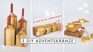 3 DIY Ideen für Adventskranz aus Holz einfach selber machen  schlicht amp modern  EASY ALEX [upl. by Reamy]