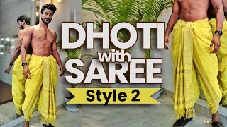 How to wear a Dhoti with Saree Style 2 [upl. by Pyle488]